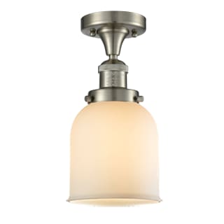 A thumbnail of the Innovations Lighting 517-1CH Small Bell Brushed Satin Nickel / Matte White Cased