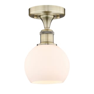 A thumbnail of the Innovations Lighting 616-1F-9-6 Athens Semi-Flush Antique Brass / Matte White