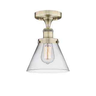 A thumbnail of the Innovations Lighting 616-1F-10-8 Cone Semi-Flush Antique Brass / Clear
