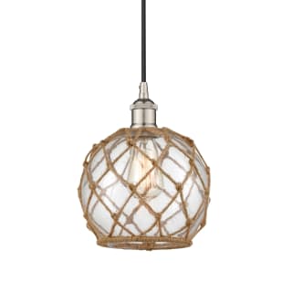 A thumbnail of the Innovations Lighting 616-1P-11-8 Farmhouse Pendant Polished Nickel / Clear Glass with Brown Rope