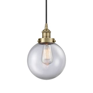 A thumbnail of the Innovations Lighting 616-1PH-12-8 Beacon Pendant Antique Brass / Clear