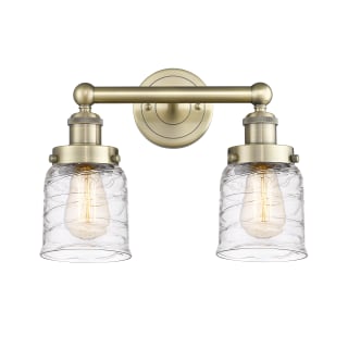 A thumbnail of the Innovations Lighting 616-2W-10-16 Bell Vanity Antique Brass / Clear Deco Swirl