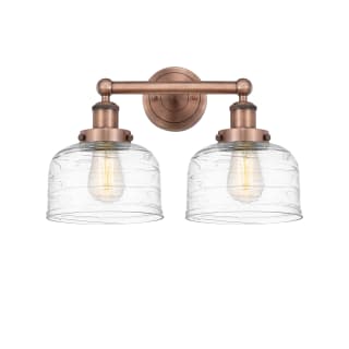 A thumbnail of the Innovations Lighting 616-2W-10-16-L Bell Vanity Antique Copper / Clear Deco Swirl