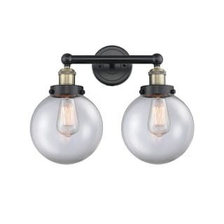 A thumbnail of the Innovations Lighting 616-2W-10-16-L Beacon Vanity Black Antique Brass / Clear