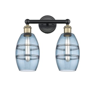 A thumbnail of the Innovations Lighting 616-2W 10 15 Vaz Vanity Black Antique Brass / Princess Blue