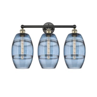 A thumbnail of the Innovations Lighting 616-3W 12 26 Vaz Vanity Black Antique Brass / Princess Blue