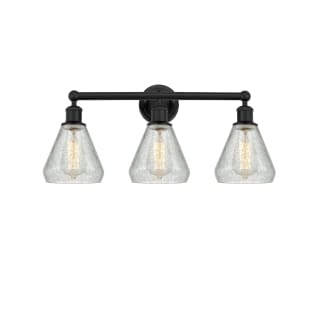 A thumbnail of the Innovations Lighting 616-3W-13-24 Conesus Vanity Matte Black / Clear Crackle