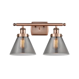 A thumbnail of the Innovations Lighting 916-2W-13-18 Cone Vanity Antique Copper / Plated Smoke