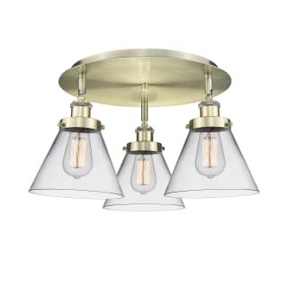 A thumbnail of the Innovations Lighting 916-3C-10-20 Cone Flush Antique Brass / Clear