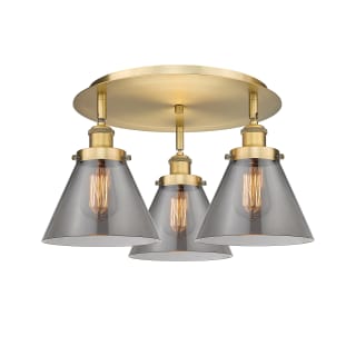 A thumbnail of the Innovations Lighting 916-3C-10-20 Cone Flush Brushed Brass / Plated Smoke