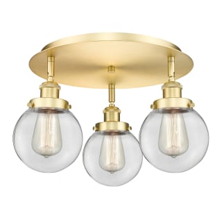 A thumbnail of the Innovations Lighting 916-3C-10-18 Beacon Flush Satin Gold / Clear