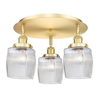 A thumbnail of the Innovations Lighting 916-3C-10-18 Colton Flush Satin Gold / Clear Halophane