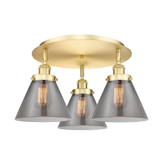 A thumbnail of the Innovations Lighting 916-3C-10-20 Cone Flush Satin Gold / Plated Smoke