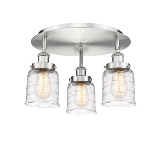 A thumbnail of the Innovations Lighting 916-3C-10-17 Bell Flush Satin Nickel / Clear Deco Swirl