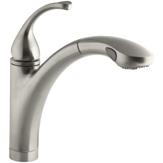 Kohler K 10433 Bn Brushed Nickel Forte 1 5 Gpm Single Hole Or 3 Hole Kitchen Sink Faucet With 10 1 8 Pullout Spray Spout With Masterclean Sprayface Faucetdirect Com