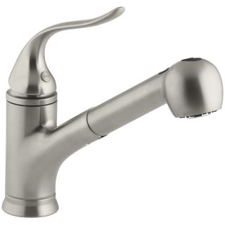 Kohler 15160 47 Almond Coralais Single Hole Or Three Hole Kitchen Sink Faucet With Pullout Matching Color Sprayhead 9 Spout And Lever Handle With Masterclean Sprayface Faucet Com