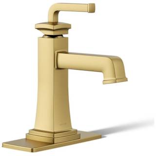 KOHLER Riff Single-Handle Single-Hole Bathroom Faucet in Vibrant Brushed Moderne Brass