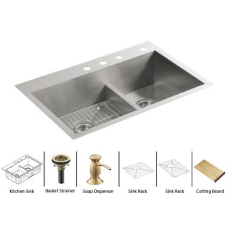 A thumbnail of the Kohler Vault-K-3839-4-Package Stainless Sink / Brushed Bronze Basket Strainer