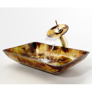 Kraus Undefined Amber Bathroom Combo 21 7 8 Amber Rectangular Glass Vessel Sink 15mm Thick With Kraus Kgw 1700 Waterfall Vessel Faucet Pop Up Drain And Mounting Ring Faucet Com