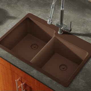 Miseno MG3322T64-BR Brown Carolina 33 Double Basin Drop In Stone Composite  Kitchen Sink with 50/50 Split 