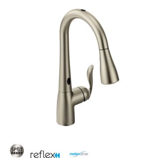 Moen 7594esrs Spot Resist Stainless Arbor 1 5 Gpm Single Handle Touchless Pulldown Spray Kitchen Faucet With Motionsense And Reflex Technologies Faucetdirect Com