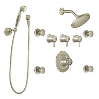 Moen Ts576bn Brushed Nickel Quad Handle Vertical Spa Trim With 4 Body Sprays And Hand Shower From The Solace Collection Faucet Com