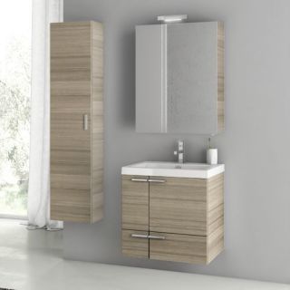 Nameeks Acf Ans152 Larch Canapa Acf 23 6 15 Wall Mounted Floating Vanity Set With Wood Cabinet Ceramic Top With 1 Sink And 1 Mirror