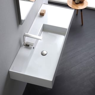 Nameeks Scarabeo 5121 One Hole White One Hole Scarabeo Teorema 2 0 48 Rectangular Ceramic Vessel Or Wall Mounted Bathroom Sink With Overflow Faucet Com