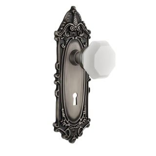 Nostalgic Warehouse 748850 Antique Pewter Victorian Solid Brass Rose Dummy Door Knob Set With White Milk Glass Waldorf Knob And Decorative Keyhole Handlesets Com
