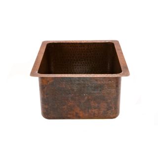 16" Rectangular Copper Bar Prep Sink with 3.5" Drain and ORB Faucet 