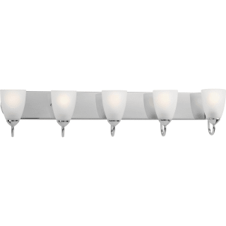 Progress Lighting P2713 15 Polished Chrome Gather 5 Light Bathroom Vanity Light With Etched Glass Shades 36 Wide Faucetdirect Com