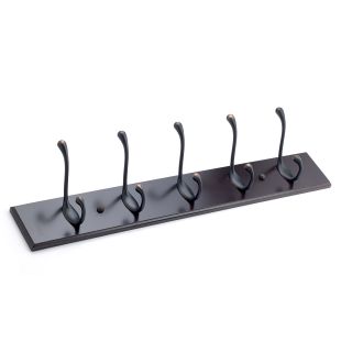 Richelieu T020211BORB Brushed Oil Rubbed Bronze Espresso 23 13 16 Inch Wide 5 Hook Wooden Coat Rack PullsDirect