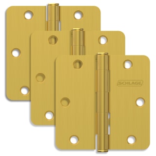 Schlage S3P1012FRP608 Satin Brass Pack of Three 3.5 x 3.5 Plain Bearing  1/4 Radius Corner Mortise Hinges 