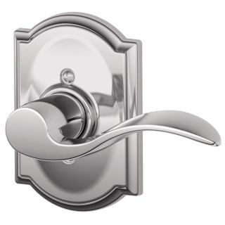 Schlage Lock Company F170ACC625CAMRH Polished Chrome Single Dummy Accent Door Lever with the Decorative Camelot Rose for Right Handed Doors 
