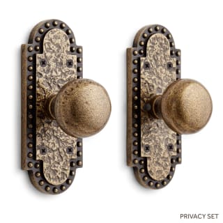 Pair of Solid-Brass Beaded Oval Door Knobs in Antique-By-Hand