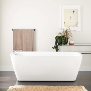 Signature Hardware 446299 White Black Zaida 67 Free Standing Acrylic Soaking Tub With 3 Hole Roman Faucet Drillings Integrated Drain And Overflow Faucet Com