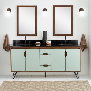 Signature Hardware Matcha Green Java Millie 72 Teak Wood Double Vanity Cabinet Choose Your Vanity Top And Sink Configuration Faucetdirect Com