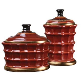 Uttermost 19755 Caramelized Red Brianna Ceramic Canisters Set Of 2 Lightingdirect Com
