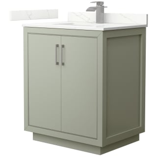 A thumbnail of the Wyndham Collection WCF111130S-QTZ-UNSMXX Light Green / Giotto Quartz Top / Brushed Nickel Hardware