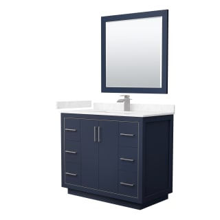 A thumbnail of the Wyndham Collection WCF1111-42S-VCA-M34 Dark Blue / Carrara Cultured Marble Top / Brushed Nickel Hardware