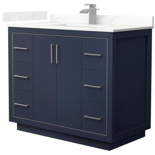 A thumbnail of the Wyndham Collection WCF111142S-QTZ-UNSMXX Dark Blue / Giotto Quartz Top / Brushed Nickel Hardware