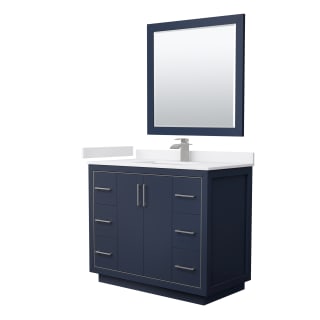 A thumbnail of the Wyndham Collection WCF1111-42S-VCA-M34 Dark Blue / White Cultured Marble Top / Brushed Nickel Hardware