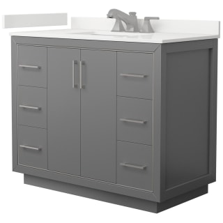 A thumbnail of the Wyndham Collection WCF111142S-QTZ-US3MXX Dark Gray / White Quartz Top / Brushed Nickel Hardware