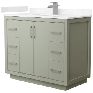 A thumbnail of the Wyndham Collection WCF1111-42S-VCA-MXX Light Green / Carrara Cultured Marble Top / Brushed Nickel Hardware