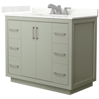 A thumbnail of the Wyndham Collection WCF111142S-QTZ-US3MXX Light Green / Giotto Quartz Top / Brushed Nickel Hardware