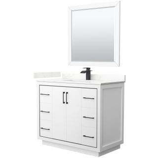 A thumbnail of the Wyndham Collection WCF111142S-QTZ-UNSM34 White / Giotto Quartz Top / Matte Black Hardware