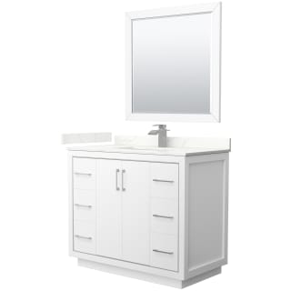A thumbnail of the Wyndham Collection WCF111142S-QTZ-UNSM34 White / Giotto Quartz Top / Brushed Nickel Hardware