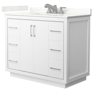A thumbnail of the Wyndham Collection WCF111142S-QTZ-US3MXX White / Giotto Quartz Top / Brushed Nickel Hardware