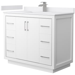 A thumbnail of the Wyndham Collection WCF1111-42S-VCA-MXX White / White Cultured Marble Top / Brushed Nickel Hardware