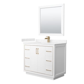 A thumbnail of the Wyndham Collection WCF1111-42S-VCA-M34 White / Carrara Cultured Marble Top / Satin Bronze Hardware